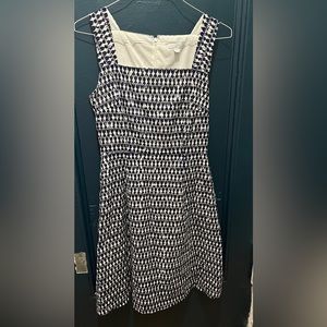 NY & Co. Navy and White Print Sleeveless Dress Size 10